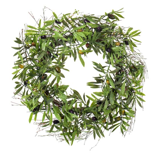 24&#x22; Green Olive Leaf Wreath